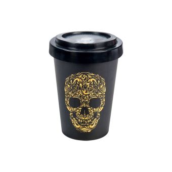 Mug en bambou Woodway motif tête de mort noir 400 ml