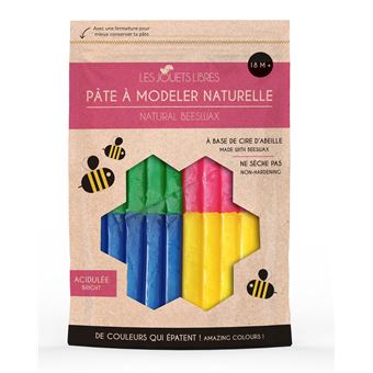 Pâte à modeler cire d'abeille -  4 couleurs acidulées