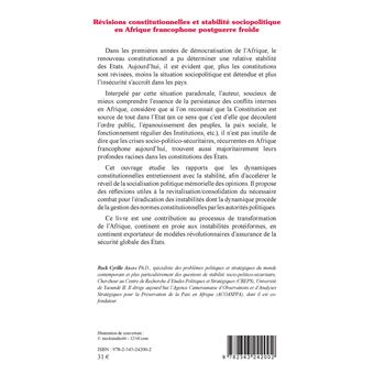 Révisions constitutionnelles et stabilité sociopolitique en Afrique francophone postguerre froide