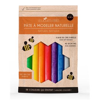 Pâte à modeler cire d'abeille - 4 couleurs arc-en-ciel