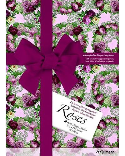 Papier cadeau roses Edition trilingue français-allemand-anglais
