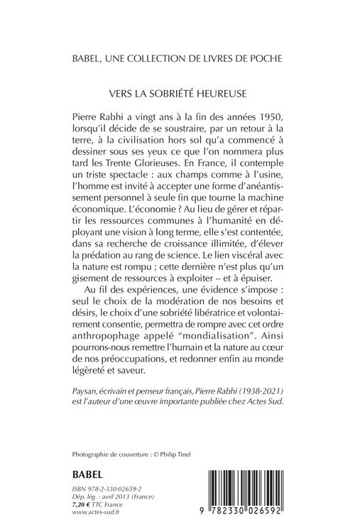 Sobriete Heureuse Broche Pierre Rabhi Achat Livre Fnac