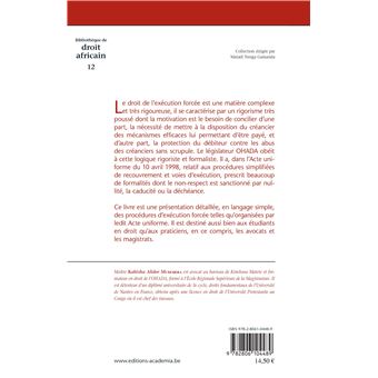 Le droit OHADA de l'exécution forcée