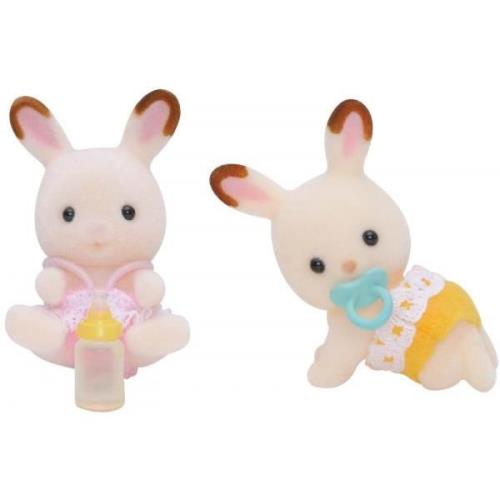3 Figurines Jumeaux Lapins Chocolat Sylvanian Families