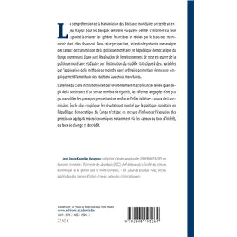Les canaux de transmission de la politique monétaire en République démocratique du Congo