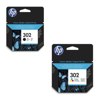 HP 302 Pack 2 Cartouches d'Encre Noire + Trois Couleurs NEUF & ORIGINAL  X4D37AE