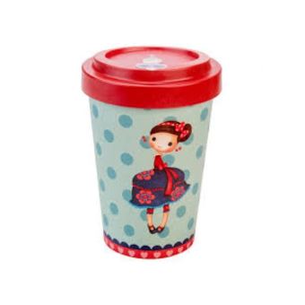 Mug en bambou Ecoffee Cup motifs cerises rouge