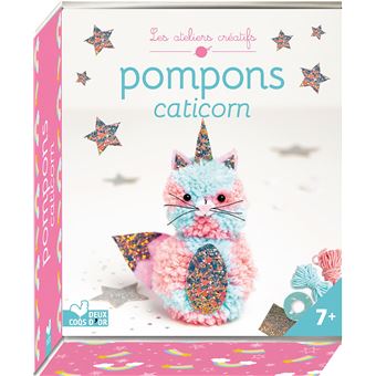 Animal pompon - caticorn - mini coffret avec accessoires