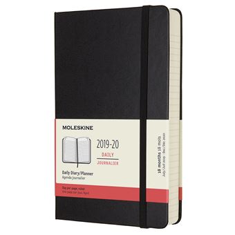 Agenda 18 Mois Journalier 2019 -20 Grand Format Noir Rigide