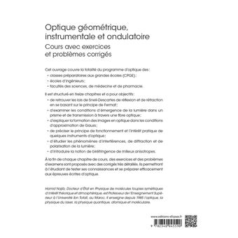 Optique géométrique, instrumentale et ondulatoire - Cours avec exercices et problèmes corrigés