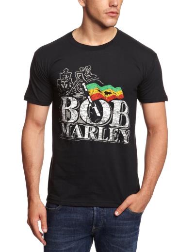 Distressed Logo Men Black Extra Large Bob Marley
