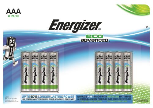 Pack 8 Piles Energizer EcoAdvanced AAA Alcalines