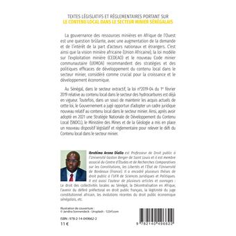 Textes législatifs et règlementaires portant sur le contenu local dans le secteur minier sénégalais