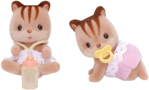 3 Figurines Jumeaux Ecureuils Roux Sylvanian Families