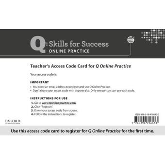 Q online practice. teacher access code card - 1