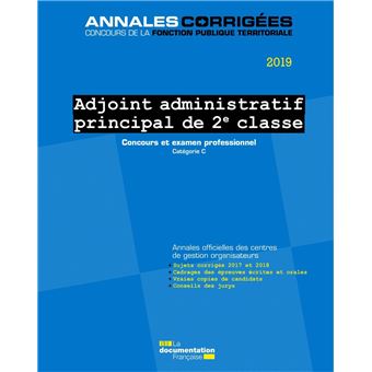Adjoint administratif principal de 2e classe 2019 - Concours externe