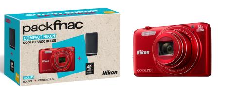 Pack Fnac : Compact Nikon Coolpix S6800 WiFi, Rouge + Etui + Carte mémoire SDHC 8 Go