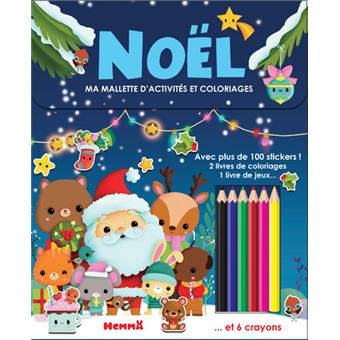 Ma mallette d'activités et coloriages - Noël (Fond bleu nuit)