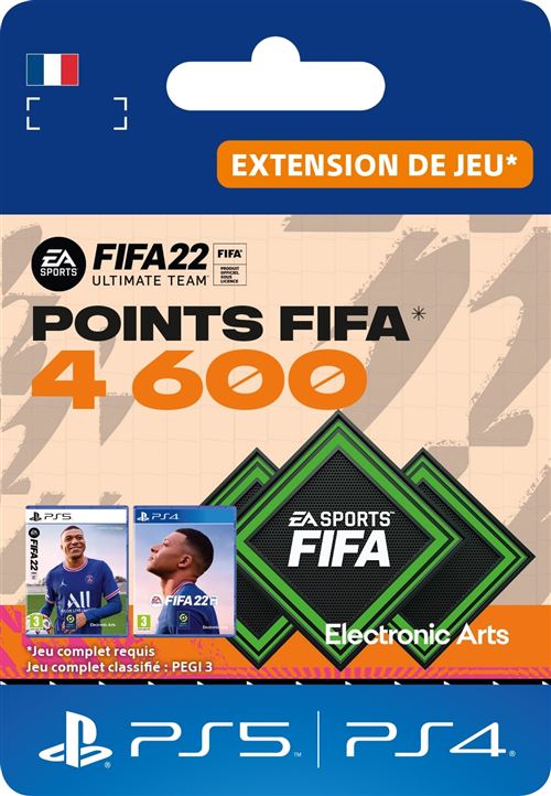 Code de téléchargement extension DLC FIFA 22 Ultimate Team 4600 points PS4