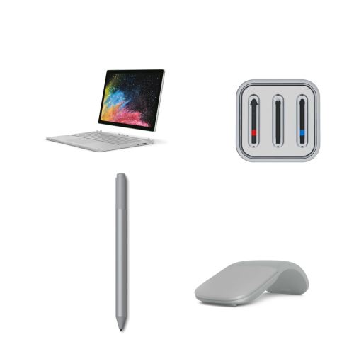 PC Hybride Microsoft Surface Book 2 13.5 Tactile Intel Core i5 8 Go RAM 256 Go SSD+ Stylet Platine + Souris Arc Platine + Kit de mines pour Stylet