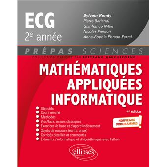 Mathématiques appliquées - Informatique - prépas ECG 2e année - Programme 2022