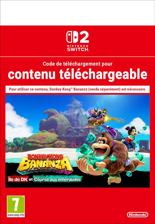 Code de téléchargement extension DLC Donkey Kong Bananza: Ile de DK Course aux émeraudes Nintendo Switch 2