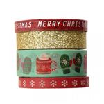 Assortissement 4 bandes adhésives Noel 3x5 M - Glitter 1 M Graine Créative