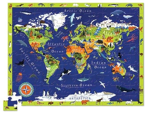 Crocodile Creek Puzzel De Wereld Met Figuranten - 100 stukken