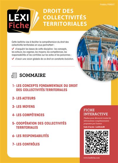 Droit des collectivités territoriales - F. Ponsot - broché
