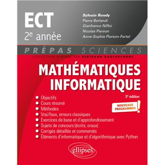 Mathématiques - Informatique - prépas ECT 2e année - Programme 2022