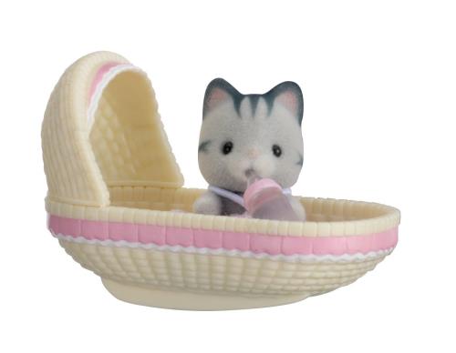 Figurine Bébé Chat + Berceau Sylvanian Families