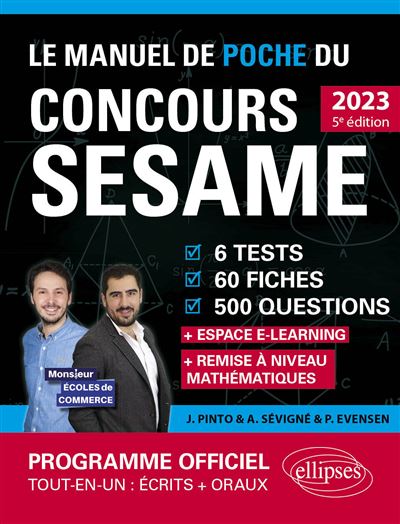 Le Manuel de POCHE du concours SESAME (écrits + oraux) - 60 fiches, 6 tests, 500 questions + corrigés en vidéo