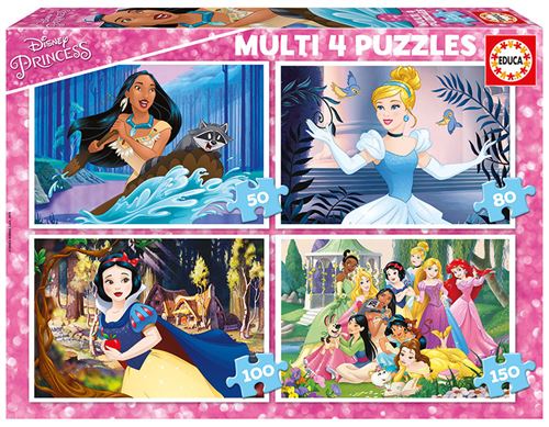 4 Puzzles Disney Princesses Pocahontas Cendrillon Et Blanche Neige