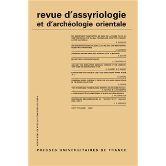 Revue d'assyriologie 2022, vol. 116