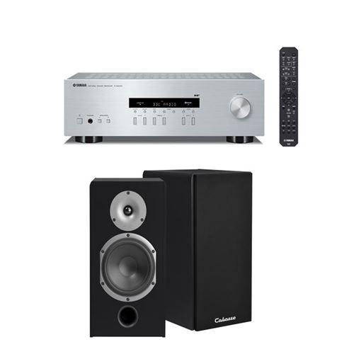 Amplificateur Yamaha R-S202D Bluetooth Argent + Enceinte compactes Cabasse Antigua MT32 Black Satin Vendue par paire