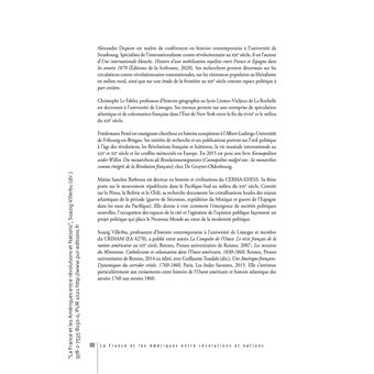 La France et les Amériques entre révolutions et nations