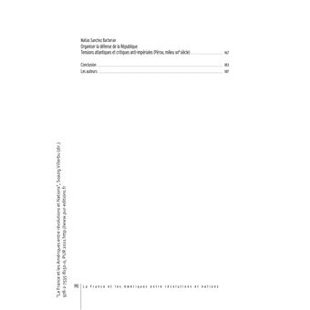 La France et les Amériques entre révolutions et nations