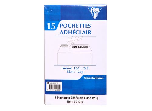 Set de 15 pochettes Clairefontaine Adhéclair 162 x 229 mm
