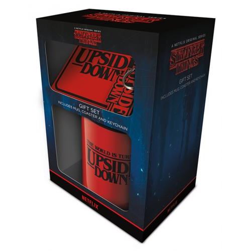 Coffret The World Is Turning Upside Down Stranger Things Mug + Sous Verre + Porte-clés