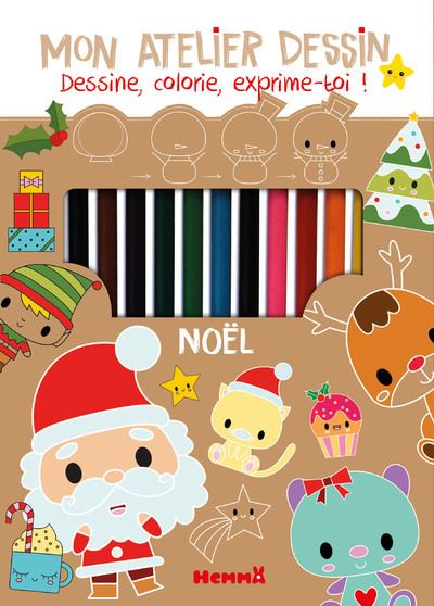 Mon Atelier Dessin Noel 1 Carnet 1 Crayon Papier 11 Crayons Couleur Boite Ou Accessoire Elen Lescoat Achat Livre Fnac