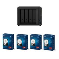 Serveur NAS Synology DiskStation DS918+ 4 baies 4 Go Noir + Pack de 4 Disque Dur Interne Western Digital Network 3,5" 4 To Red