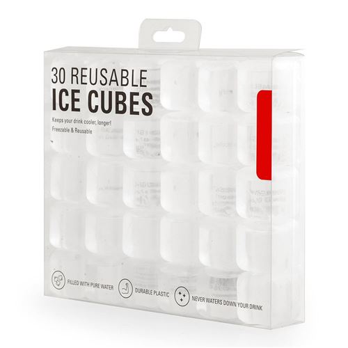 CLEAR REUSABLE ICE CUBES S/30