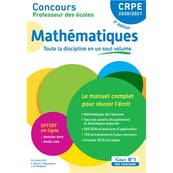 Concours Professeur Des écoles Mathématiques Crpe 20202021 3e édition - 