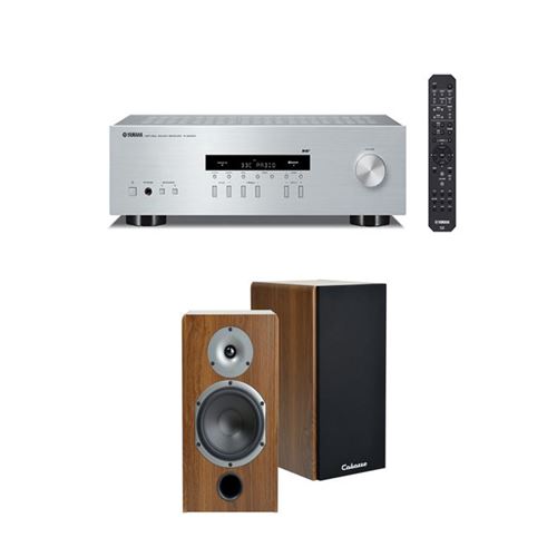 Amplificateur Yamaha R-S202D Bluetooth Argent + Enceinte Compacte Cabasse Antigua MT32 Noyer vendue Par Paire