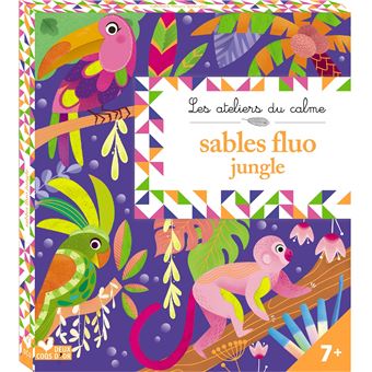 Tableaux sables fluo jungle - boîte avec accessoires