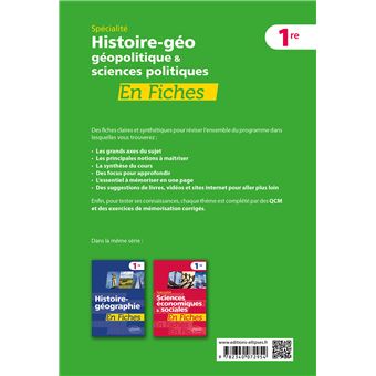 Spécialité Histoire-géographie, géopolitique et sciences politiques en fiches - Première