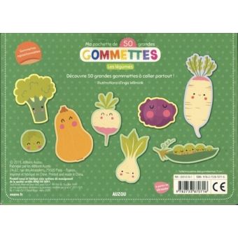 Ma pochette de 50 grandes gommettes - les legumes