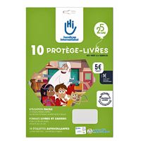Pochette de 10 protège-livres et cahiers, 10 étiquettes scolaires et 40 pastilles autocollantes, kit plio pour couvrir livres et cahiers rentrée