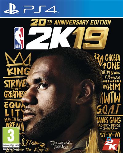 Pochette avant du jeu NBA 2K19 Edition 20ème anniversaire PS4