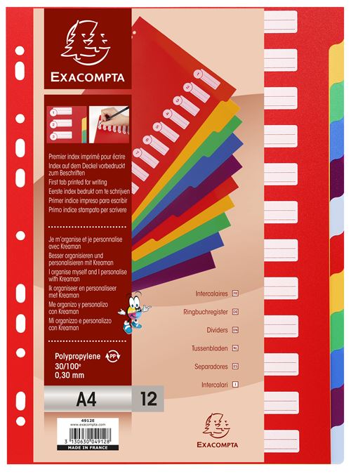 TABBLADEN A4 PP 30/100 12 INDELINGEN